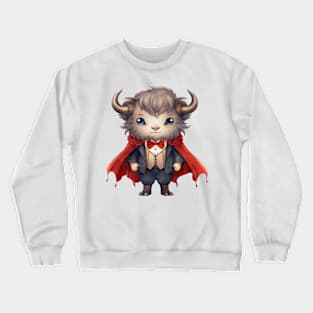 Cartoon American Bison in Dracula Costume Crewneck Sweatshirt